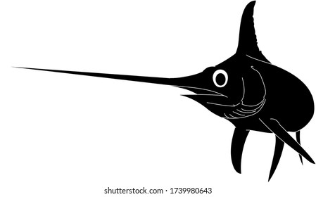 Outlined Swordfish Silhouette Vector Black