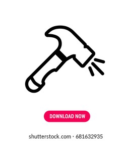 The outlined symbol of claw hammer. Simple, modern flat vector illustration for mobile app, website or desktop app 