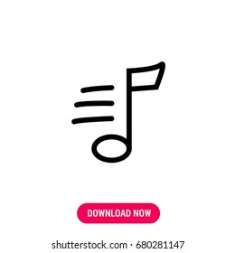  The outlined symbol of a musical note. Simple, modern flat vector illustration for mobile app, website or desktop app  