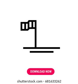 The outlined symbol of tall foot flag on the golf field. Simple, modern flat vector illustration for mobile app, website or desktop app  