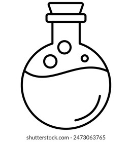 Poción de tubo de prueba delineada - icono de química plana y moderna