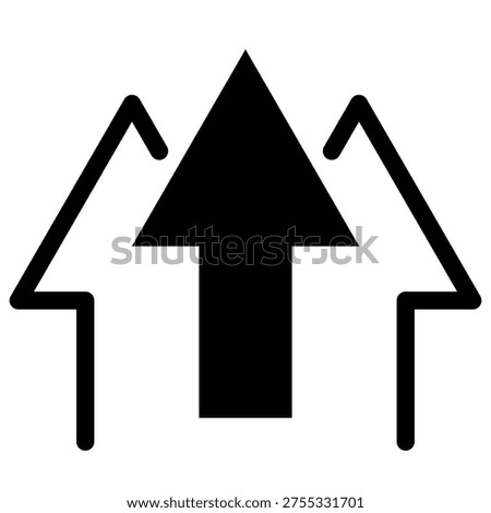 Outlined Three Upward Arrows Icon Set (Business Growth, Success, Synergy)