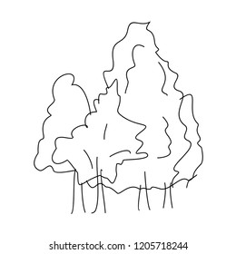 Outlined trees. Summer and spring seasons. Hand drawn