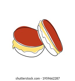 Outlined two pastel colored macaroons vector illustration