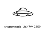 Outlined UFO Icon - Retro Alien Spaceship Vector for Sci-Fi Projects and Tech Illustrations