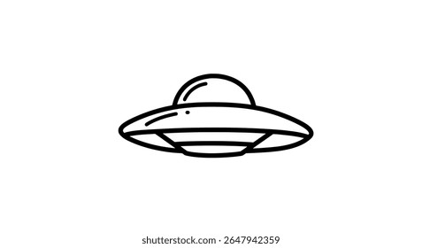Ícone de OVNI delineado - Vetor de nave espacial alienígena retrô para projetos de ficção científica e ilustrações técnicas