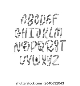 Outlined Uppercase Hand-Drawn Alphabet Vector Set