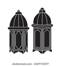 Outlined vector of Arabic lantern ornament