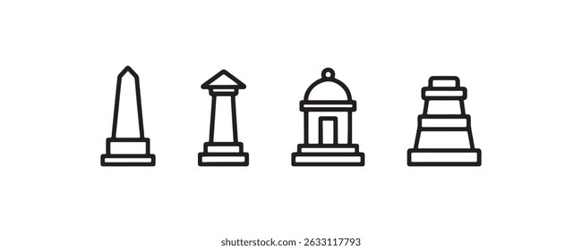 Outlined vector icons of cultural monuments vector
