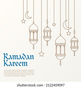 Outlined Vector illustration of Arabic lantern ornament. Suitable for design element of Ramadan Kareem greeting template. Ramadan Kareem theme background template.
