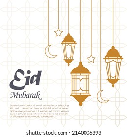 Outlined Vector illustration of Arabic lantern ornament. Suitable for design element of Eid Mubarak greeting template. Eid Mubarak theme background template.