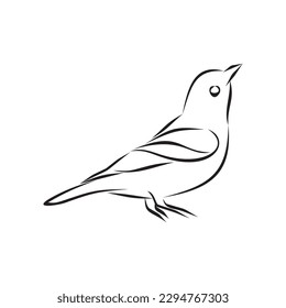 Outlined vector illustration of flying bird. Hand drawn and sketch. Monogram and silhouette.