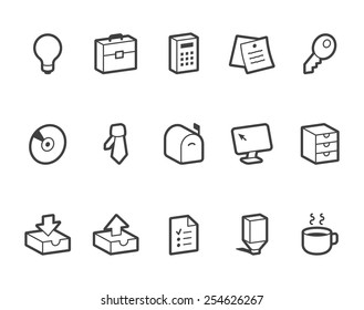 Outlined vector office icons. File format is EPS8.