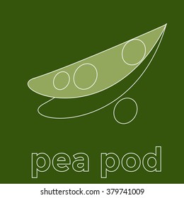 Outlined vegetable icon pea pod. Vector illustration.