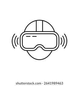 Outlined VR Glasses Icon Symbolizing Immersive Media Experience, Augmented Reality Gear, Smart Device Interface, and Futuristic Wearable Tech