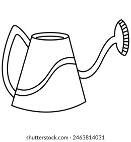 Outlined watering pot line art illustration graphic element. Outline drawing of watering pot container line art.