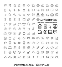 Outlined Web And Internet Icon Set Collections