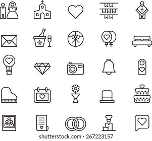 Outlined Wedding icons in white background