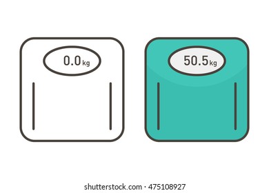 Outlined weighing scale icons set, collection isolated on white background.
