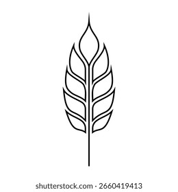 Outlined wheat ear icon on a transparent background