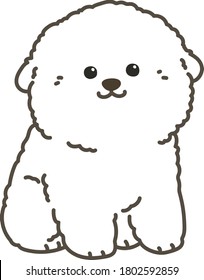 Outlined white Bichon Frise sitting