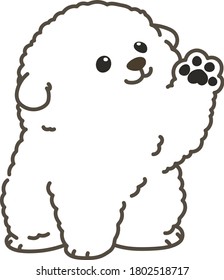 Outlined white Bichon Frise waving hand