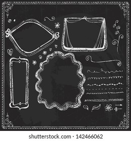 outlined white chalk banner vector chalkboard doodles frame vector collection of blackboard style cartoons outlined white chalk banner vector chalkboard doodles frame line classic nails fingers textur