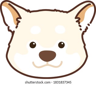 Outlined white Shiba Inu front head