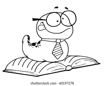 Outlined Worm on a Book