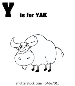 Outlined Yak With Y Is For Yak Text