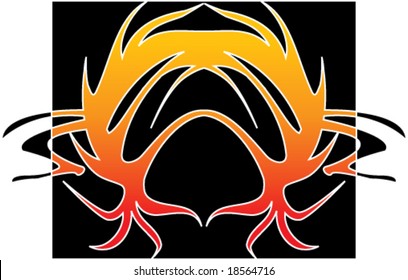 outlined yellow orange flame abstract against black rectangle background vector illustration