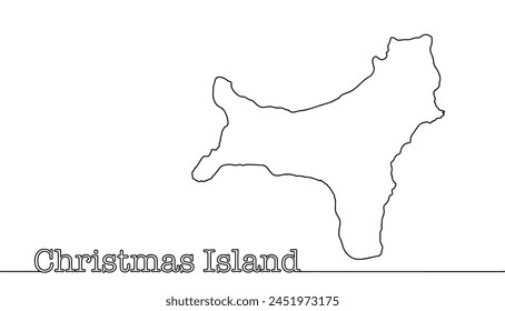 Outlines of the borders of Christmas Island. A small island in the Indian Ocean. 