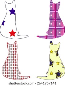 Outlines of cats with a beautiful pattern