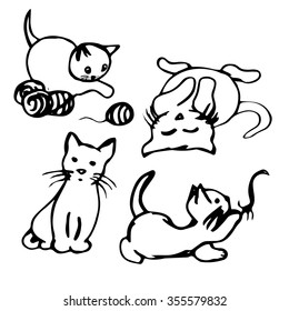 789 Cat playing ball silhouette Stock Vectors, Images & Vector Art ...