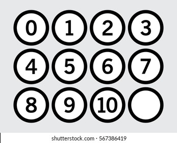 Outlines Circle Icon With Numbers Inside On Gray Background