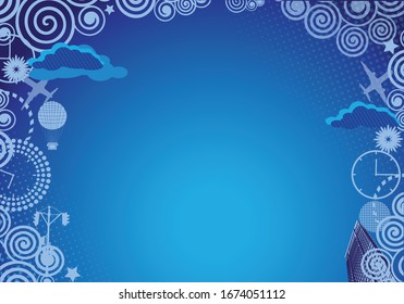 The outlines of the city with abstract elements set different colors vector art illustration