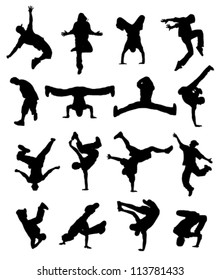 outlines of dancing teenagers on a white background