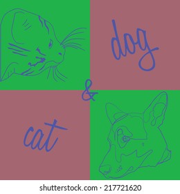 outlines of dogs and cats design element for animal feed and other products for animals, as well as brochures, devoted to the International Day for Animal Welfare