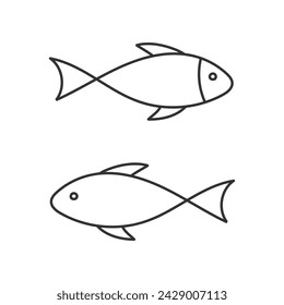 Outlines doodle fish icon vector illustration on white background.