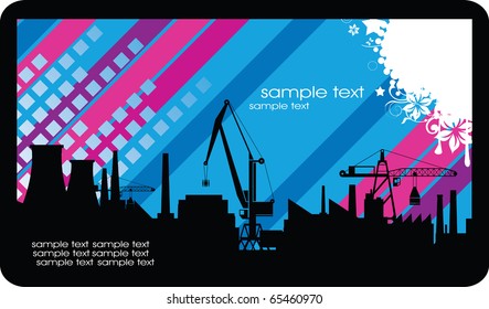 The outlines of factories with abstract elements