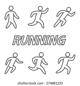 Outlines figures of runners. For running stickers, emblems and web design.
