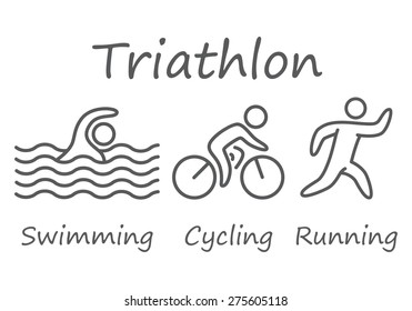 Outlines Figures Triathlon Athletes Swimming Cycling Stock Vector ...