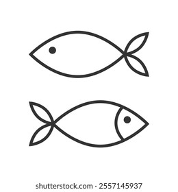 Outlines fish icon set isolated vector illustration on white background.