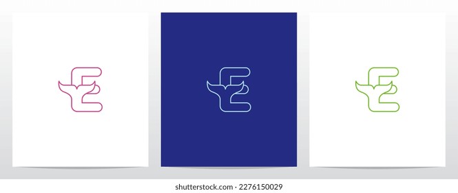 Outlines Fish Tail On Letter Logo Design E