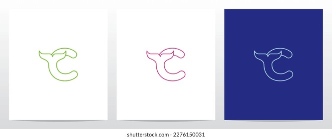 Esboza El Diseño Del Logotipo De La Letra Fish Tail On Letter C