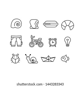 Outlines Flat minimalist icon set vector