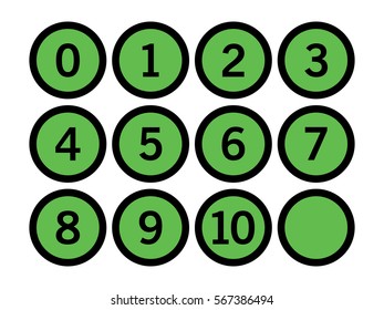 Outlines green circle icon with numbers inside on white background