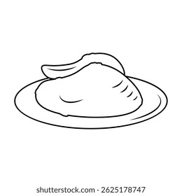 Outlines Grilled meat portion. Vector illustration