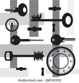 outlines key lock safe