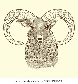 Sheep Ram Mountain Goat Animal Decorated Stock Vector (Royalty Free ...